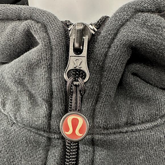 Lululemon | S | RARE Fuzzy White Logo Black Full-Zip Heavyweight Scuba Hoodie - Picture 2 of 6